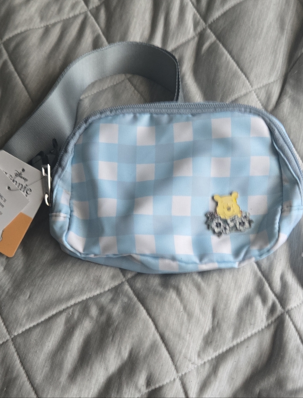 Whinnie The Pooh Blue Checkered Sling Bag
